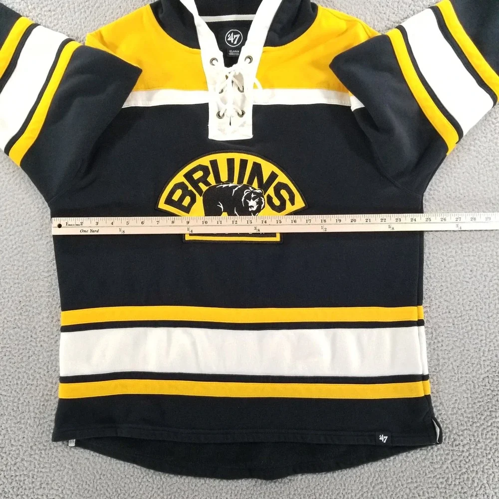 Boston Bruins '47 Hoodie Mens XL Bear Logo Lacer Superior Sweatshirt Pullover